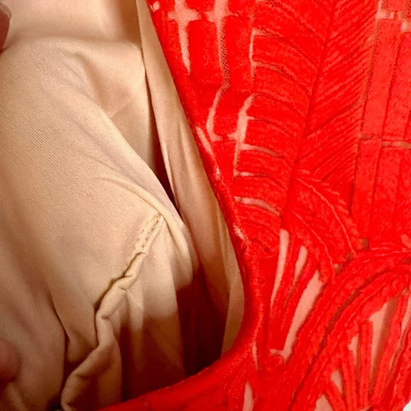 Tea & Cup red mini dress lace cutout sz Medium - Picture 7 of 8